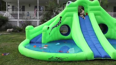 Commercial Inflatable Water Park , Green Inflatable Water Slide Pool