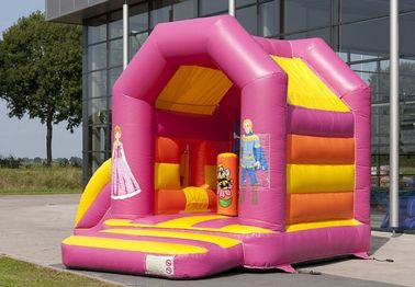 Comercial Inflatable Combo With Mini Dry Slide / Princess Print Moonwalk Bounce House