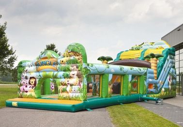 Safety Jungle World Commercial Inflatable Slide With Obstacle Course
