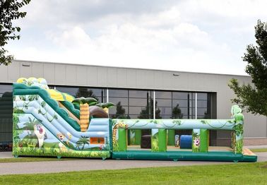 Safety Jungle World Commercial Inflatable Slide With Obstacle Course