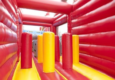 Funny Fire Truck Bounce House Obstacle Course With Climbing Wall