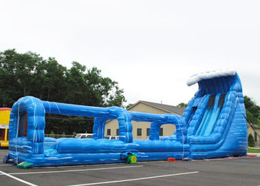 Giant Adults Blue Long Double Inflatable Slip And Slide With Pool