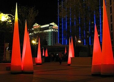 Blue Red Led Light Inflatable Cone Oxford Cloth For Outdoor Traffic