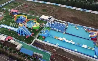 Outdoor Amusement Inflatable Water Park With Giant Swimming Slide