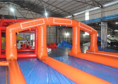 Orange 1000 Ft Giant Inflatable Water Slide With Double - Tripple Stitch