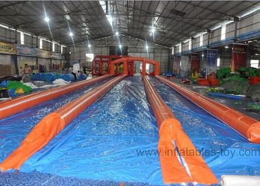 Orange 1000 Ft Giant Inflatable Water Slide With Double - Tripple Stitch