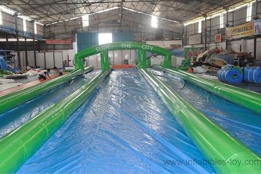 3 Lane Green Backyard Inflatable Water Slides Fire Resistant SCT