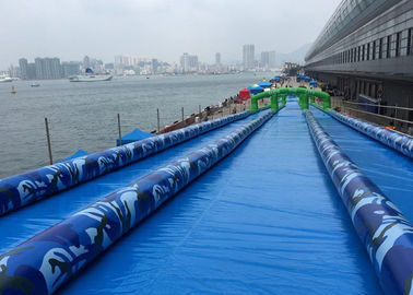Long Funny Blue 3 Lane 1000ft The City Slip A Slide Inflatable Water Slide