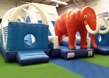 CE, EN14960 Blue And Red Giant Inflatable world elephant Bouncer Slide For KIds