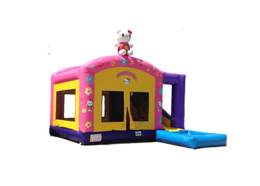 Kids Party Pink Hello Kitty Themed Inflatable Bouncer With Slide 0.55mm PVC Tarpaulin