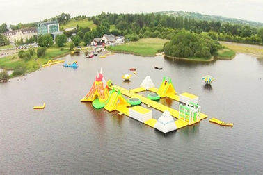 Awesome Super Large Bay Inflatable Water Park , Yellow Water Sports For Ocean