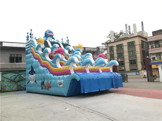 Fire Resistant Tarpaulin Inflatable Water Slides For School Club Playing Center