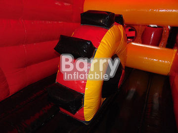 Outdoor Giant Attractive Red Inflatable Fire Truck Bouncy Obstacle Course