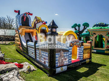 Commercial Kingdom Pirates Slide Inflatable Blow Up Obstacle Course With Bouncer