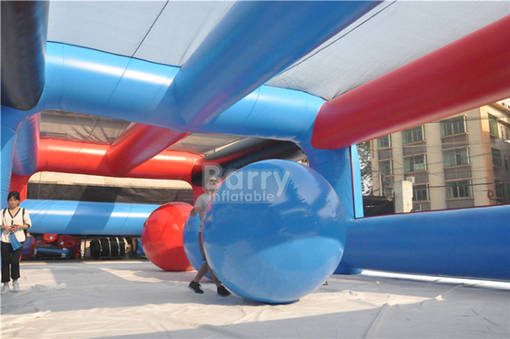 Red Or Customized Event 5k Inflatable Obstacles Course Double Stitch