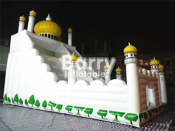 PVC Tarpaulin 0.55mm Castle Commercial Inflatable Slide With Jumping Area