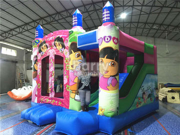 Pink Princess Large Dora Inflatable Bounce House Commercial With Digital Printing