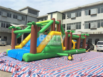 Outdoor And Indoor Blow Up Obstacle Course For Adults , Jungle Theme Kids Obstacle Course