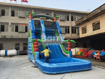 Summer Palm Tree Inflatable Outdoor Water Slide With Printing