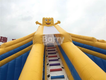 Yellow And Blue Spongebob Inflatable Water Slides For Pool With Digital Printing