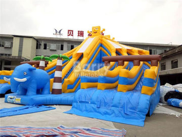 Yellow And Blue Spongebob Inflatable Water Slides For Pool With Digital Printing