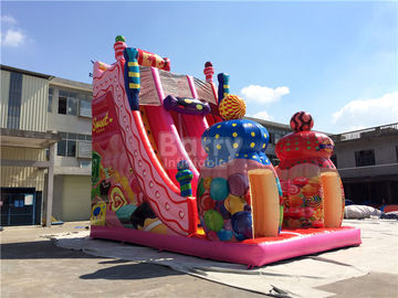 Pink Candy 0.55mm PVC tarpaulin Outdoor Giant Inflatable Slide / Blow Up Amusement Park