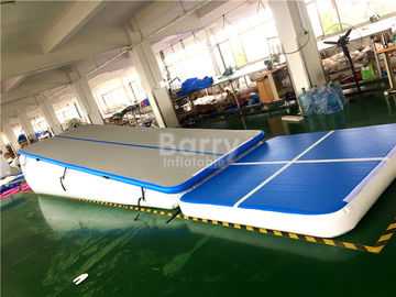 Double Wall Fabric Blue Floating Water Inflatable Air Track Ramp For Slide