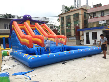 Large Octopus Inflatable Water Park , Inflatable Pool Slide On Land Park