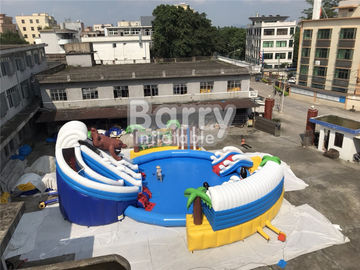 Custom PVC Aquapark Inflatable Water Park With Pool And Slide For Children
