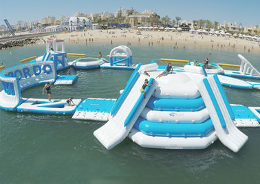 Eco - Friendly Giant Inflatable Floating Water Park / Inflatable Aqua Park For Sea