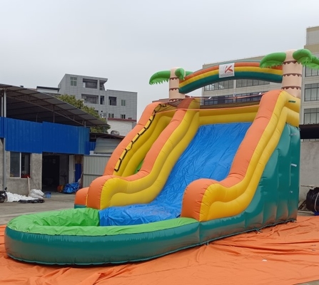 0.55mm PVC Commercial Inflatable Water Slides Palm Trees