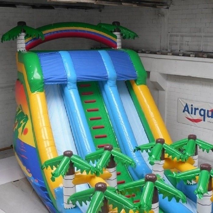 inflatable water slide with palm trees
