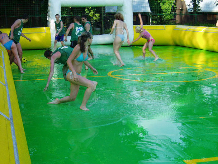 Dry Land Inflatable Football Field , Inflatable Soccer Court with Water