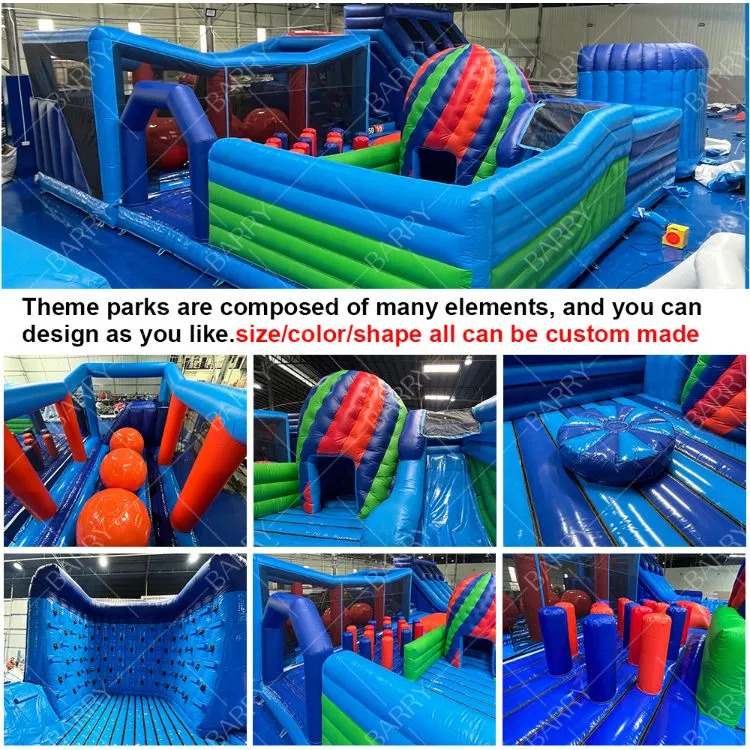 Funny Crazy Ride Amusement Park Games Animal Bg Bouncer Obstacle Course Slide Inflatable Theme Park 3