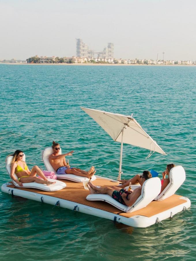 Water Lakes Ocean Leisure T Shape Inflatable Floating Yacht Dock Family Friends Party 5