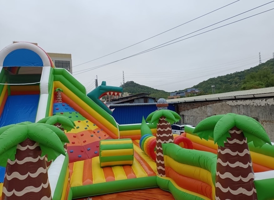 Commercial Inflatable Bouncy Castle Palm Trees Theme Playground Equipment For Amusement Park