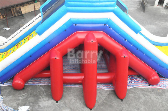 0.55mm PVC Rainbow Themed Long Inflatable Water Slip And Slide With Swimming Pool