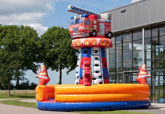 PVC Fire Truck Inflatable Dry Slide For Outdoor Toys Inflatable Climbing Wall
