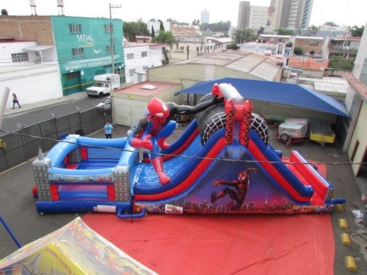 Spiderman Theme Inflatable Castle Combo Bounce House Jumping Bouncer Slide For Kids