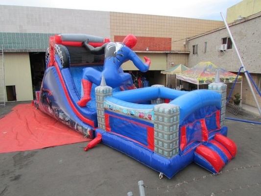 Spiderman Theme Inflatable Castle Combo Bounce House Jumping Bouncer Slide For Kids