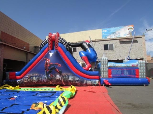 Spiderman Theme Inflatable Castle Combo Bounce House Jumping Bouncer Slide For Kids