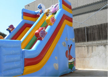 Kids Double Slide Blue Print Commercial Inflatable Slide PVC Waterproof