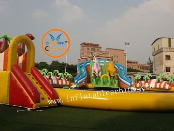 Outdoor Inflatable Water Park With Slide Giant Dinosaurs Amazing Water Park