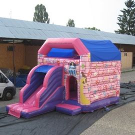 Pink Waterproof Princess Combo Bounce House With Single Slide