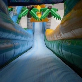 20m Tropical Massive Giant Inflatable Water Slide Green With Palm Trees