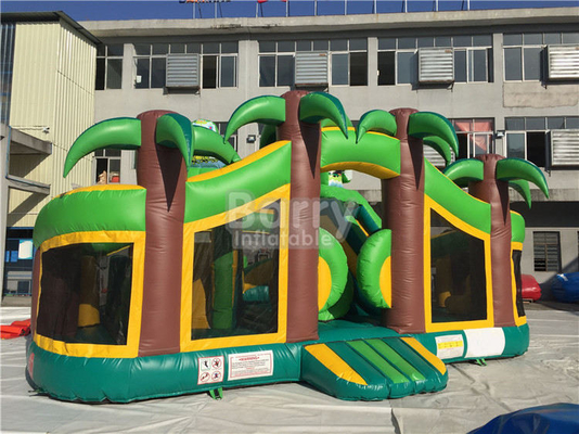 Tropical Commercial Inflatable Castle 0.55mm PVC Amusement Jungle Themed Inflatable Playground