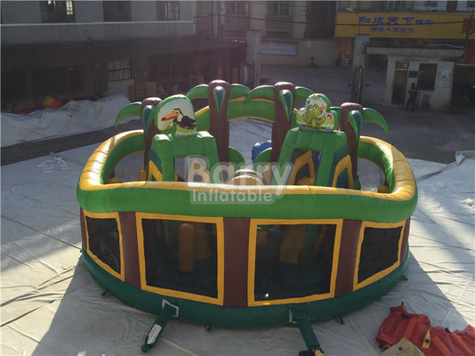 Tropical Commercial Inflatable Castle 0.55mm PVC Amusement Jungle Themed Inflatable Playground