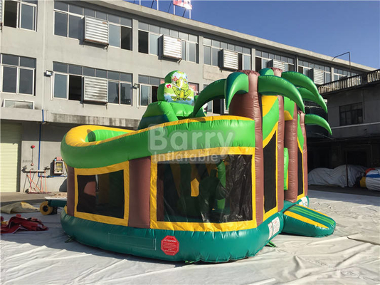 Tropical Commercial Inflatable Castle 0.55mm PVC Amusement Jungle Themed Inflatable Playground