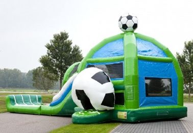 Amazing Soccer Inflatable Jumping Castle Combo With Water Slide