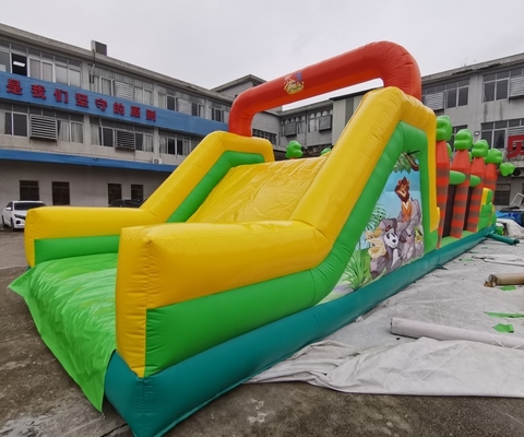 0.55mm PVC Animal Inflatable Obstacle Course With Toys 15*5*4.5m
